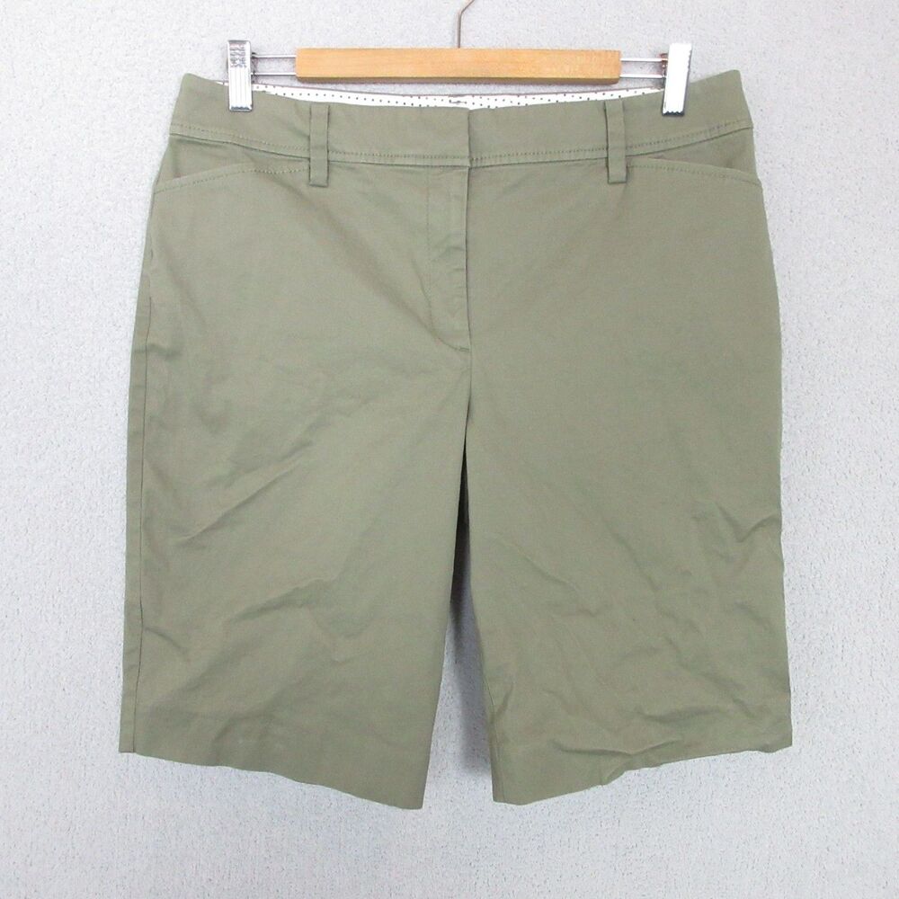 Talbots Perfect Shorts Womens 10 Olive Green Cotton Spandex Stretch 10.5" Inseam